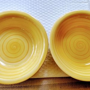 2 Citrus Grove Yellow Swirl Soup/Salad Bowls